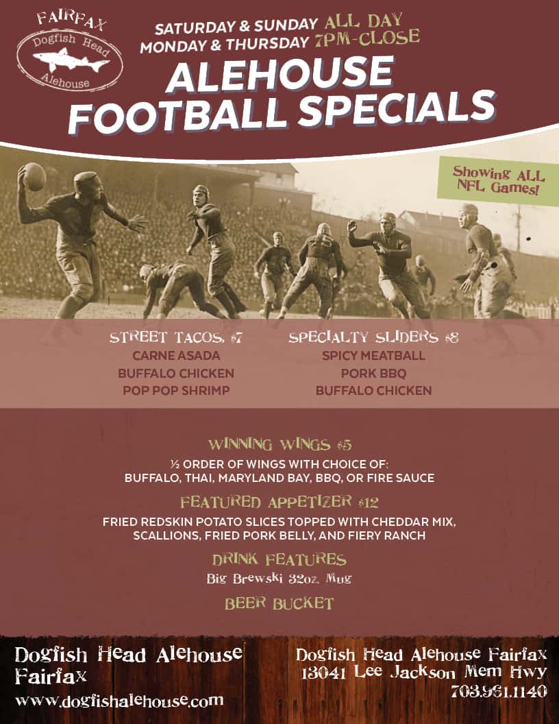 Menu Specials Dogfish Head Alehouse