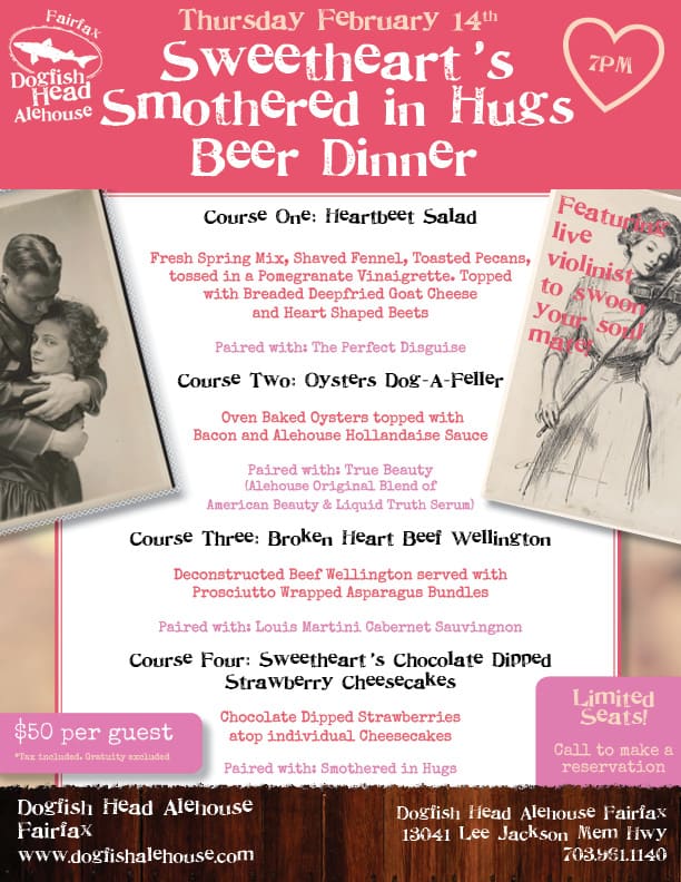 Sweetheart's Smothered in Hugs Beer Dinner - Dogfish Head Alehouse