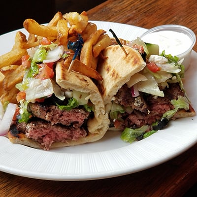 Greek Salad Burger Dogfish Head Alehouse Craft Beer Gaithersburg