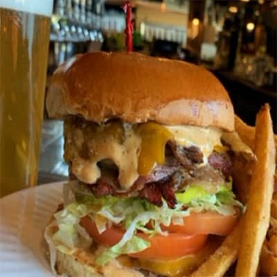 The Mac Daddy Burger Dogfish Head Alehouse Craft Beer Gaithersburg