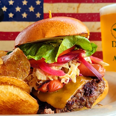 The Picnic Basket Burger Dogfish Head Alehouse Craft Beer Fairfax VA