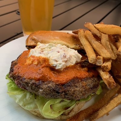 The Slightly Spicy Burger Dogfish Head Alehouse Craft Beer Falls Church