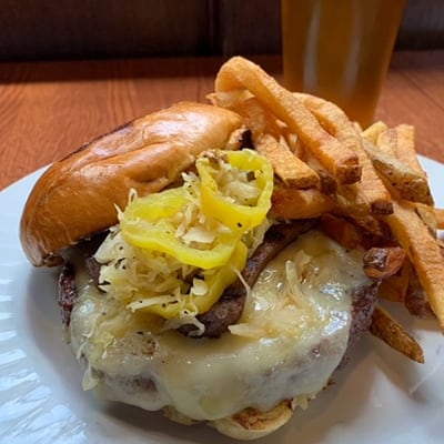 Farm Fresh Brat Burger Dogfish Head Alehouse Craft Beer Falls Church