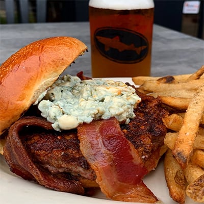The Black and Blue Burger Dogfish Head Alehouse Craft Beer Falls Church