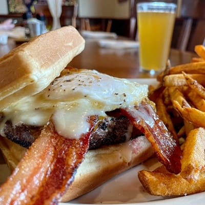 Breakfast Burger Dogfish Head Alehouse Craft Beer Fairfax VA