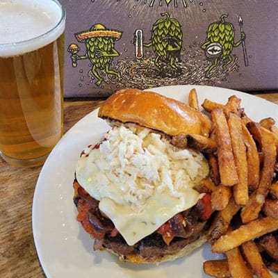 Crab Bomb Burger Dogfish Head Alehouse Craft Beer Gaithersburg