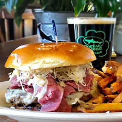 Reuben Burger Dogfish Head Alehouse Craft Beer Fairfax VA