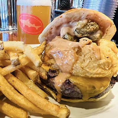 Spicy BBQ Burger Dogfish Head Alehouse Craft Beer Falls Church