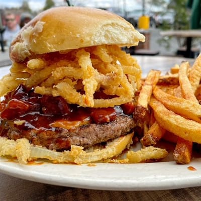 Pork Belly Burger Dogfish Head Alehouse Craft Beer Fairfax VA