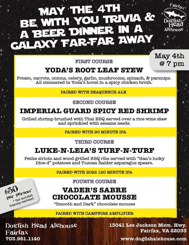 Star Wars Trivia and Beer Dinner at Dogfish Head Alehouse in Fairfax