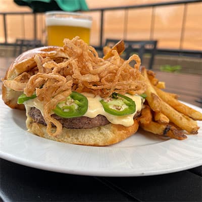 Jalapeno Queso Burger Dogfish Head Alehouse Craft Beer Gaithersburg