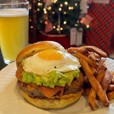 The Holiday Hangover Burger Dogfish Head Alehouse Craft Beer Gaithersburg