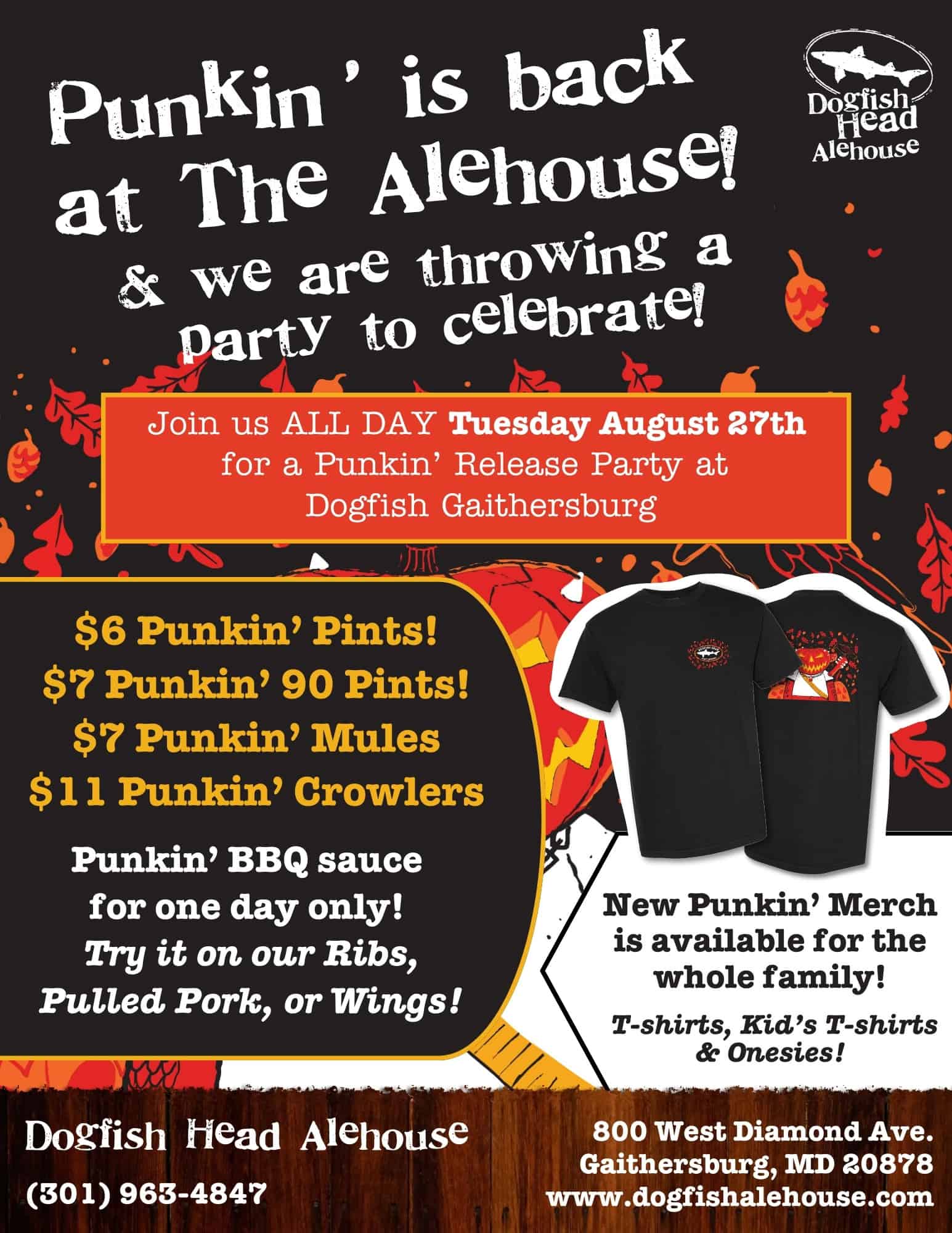 Punkin' Release Party Flyer for Dogfish Head Alehouse